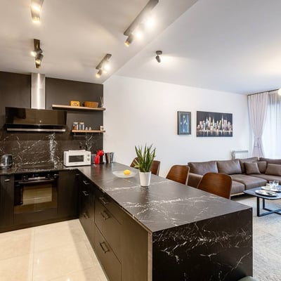 Location longue durée d’un appartement élégant de 3 pièces, 88 m², Skyline Residence, Belgrade, Serbie